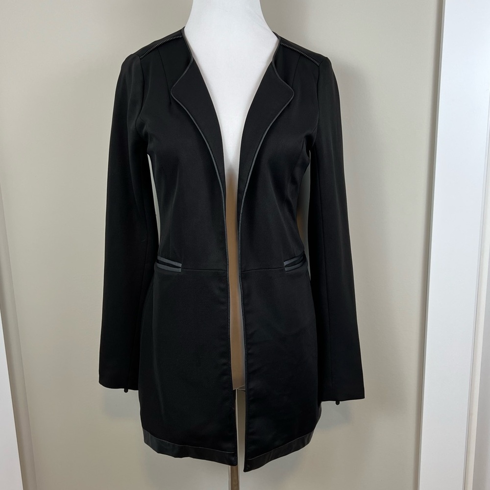 Anna Scott Elegant Black Women's long open blazer Jacket